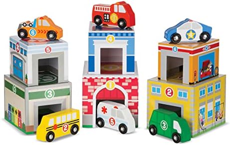 Garaj Melissa and Doug cu Chei și Vehicule de Salvare, Jucării și Trenulețe de Lemn, 3+ Ani