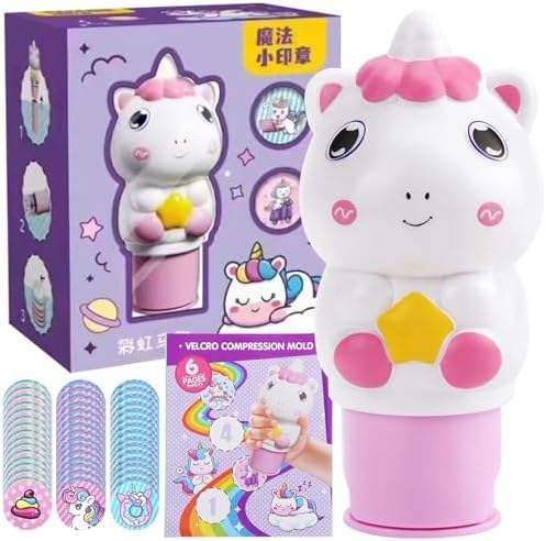 Carte de autocolante cu unicorn LETTERASHQP - Autocolante Unicorn, Ștampile și Cadouri Mici pentru Copii - Jucărie Drăguță Unicorn pentru Copii 3-10 Ani - Cadou de Petrecere.