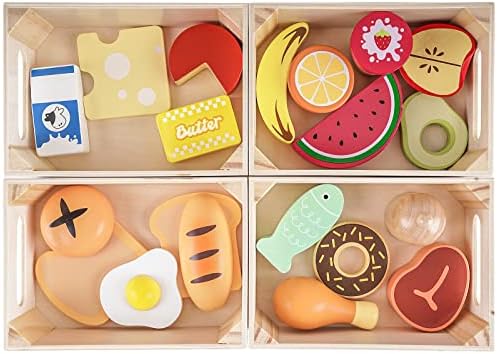 Accesorii pentru Bucătărie de Jucărie din Lemn pentru Copii de la 1 An | Jucărie Montessori pentru Copii de la 1 la 3 Ani | Accesorii Bucătărie de Jucărie pentru Copii din Lemn, Cadou Perfect pentru Băieți și Fete