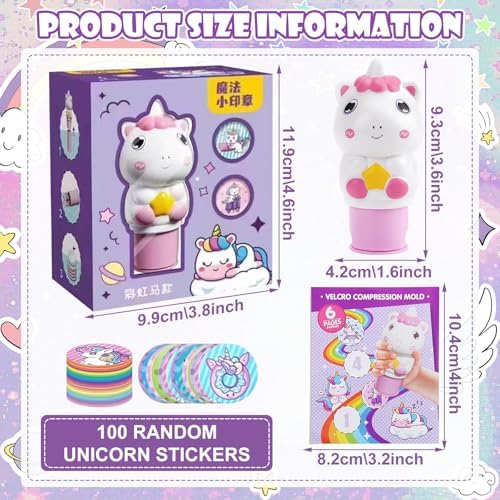 Carte de autocolante cu unicorn LETTERASHQP - Autocolante Unicorn, Ștampile și Cadouri Mici pentru Copii - Jucărie Drăguță Unicorn pentru Copii 3-10 Ani - Cadou de Petrecere. - imagine 2