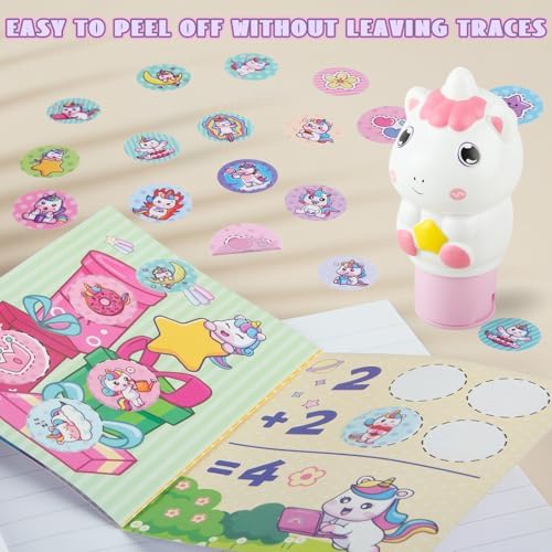 Autocolant ștampilă Farnirvana, 200 de autocolante pentru copii, caiet de activități cu 6 fețe, jucărie de creație cu autocolant pentru copii de la 3 la 6 ani, cadou pentru petrecerea de ziua de naștere. - imagine 4